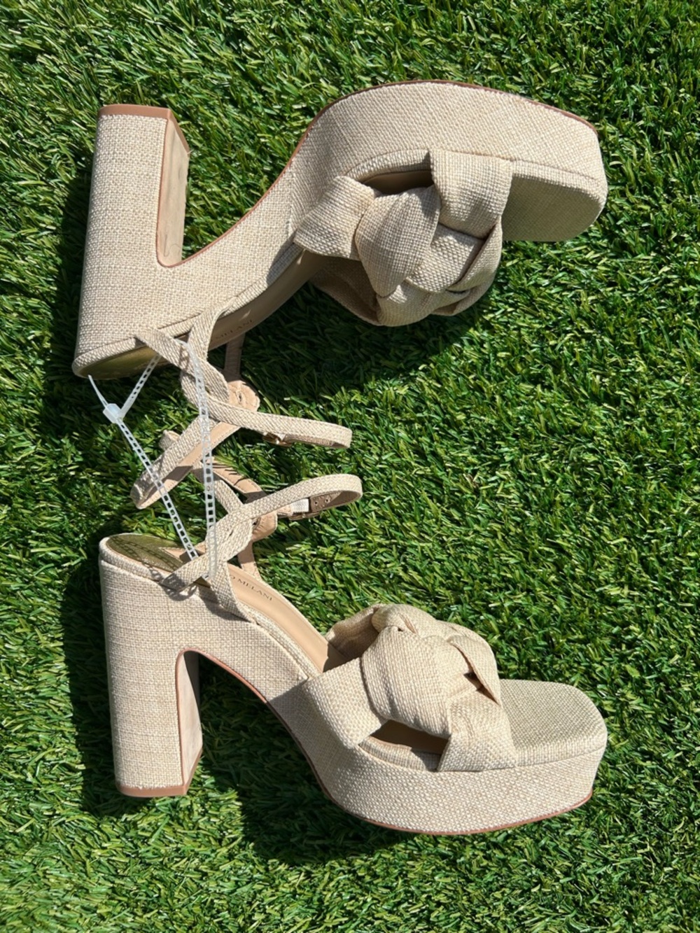 Antonio Melani Linen Knot Knotted Platform Ankle Strap Sandals Shoes Women’s 9.5 - Picture 4 of 13